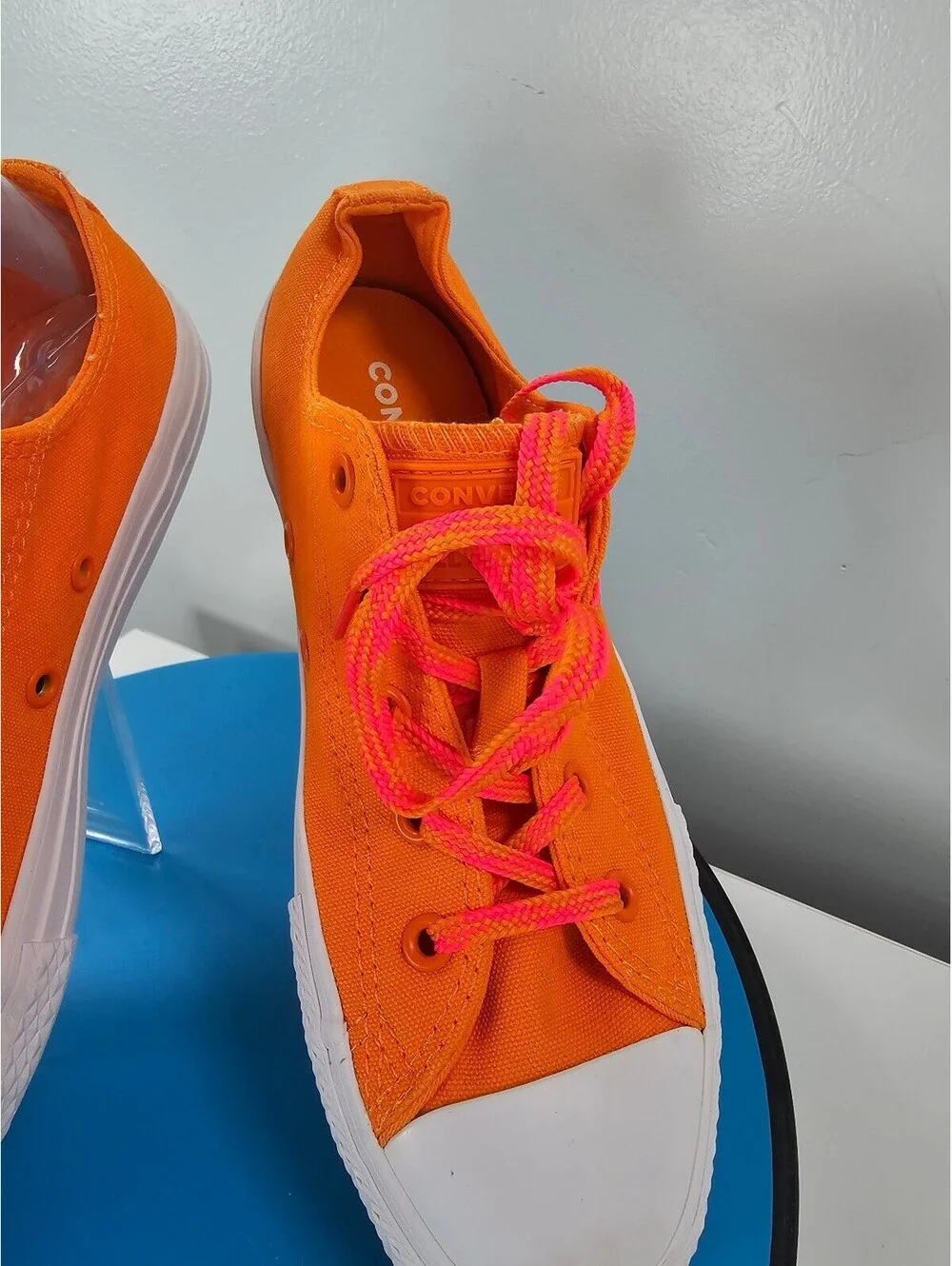 Converse All Star Orange Low Top Sneakers with Pink Laces